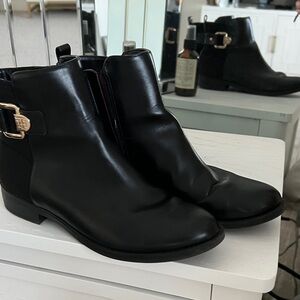 Tommy Hilfiger Black Boots with Gold Buckle